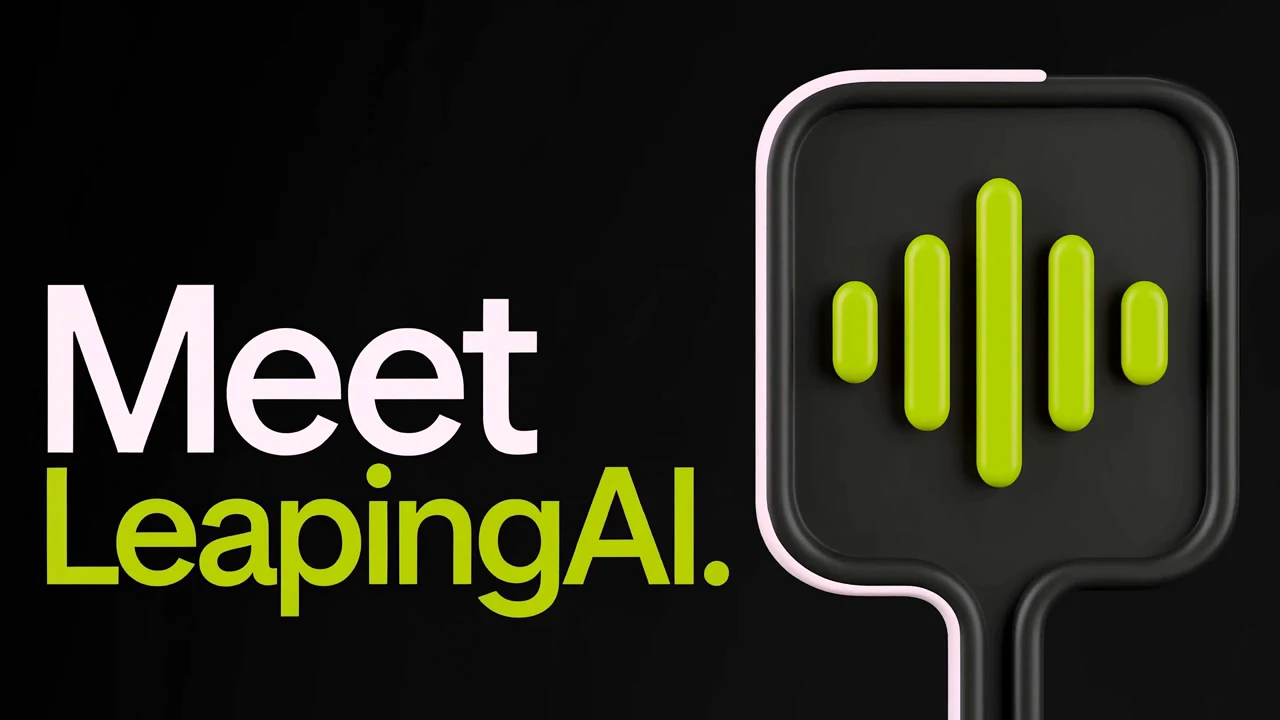 Leaping AI motion concept featuring a lime voice signal on a dark background