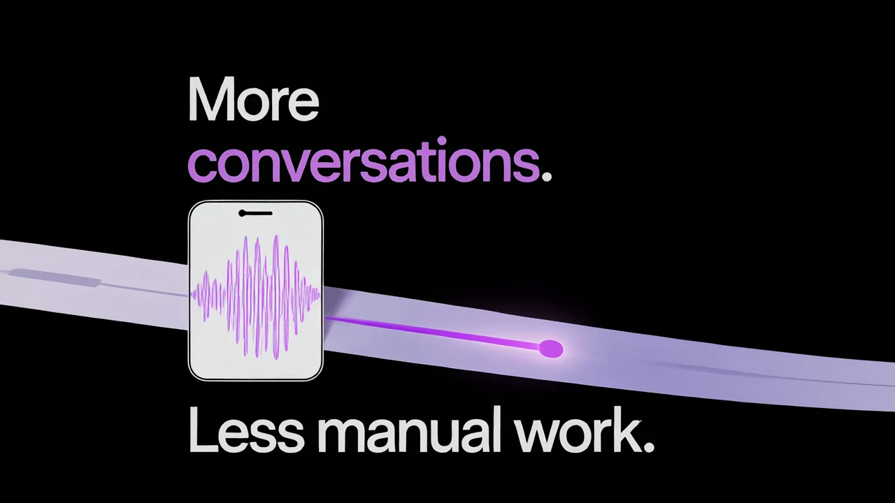 Samora AI concept with sculptural purple voice waves and clean typography